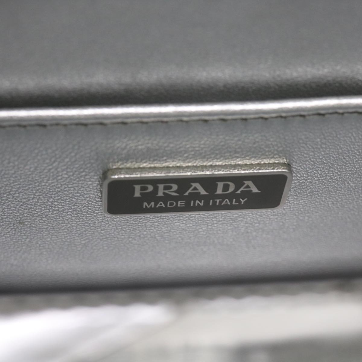 PRADA Hand Bag Metallic leather Silver Auth 59813SV