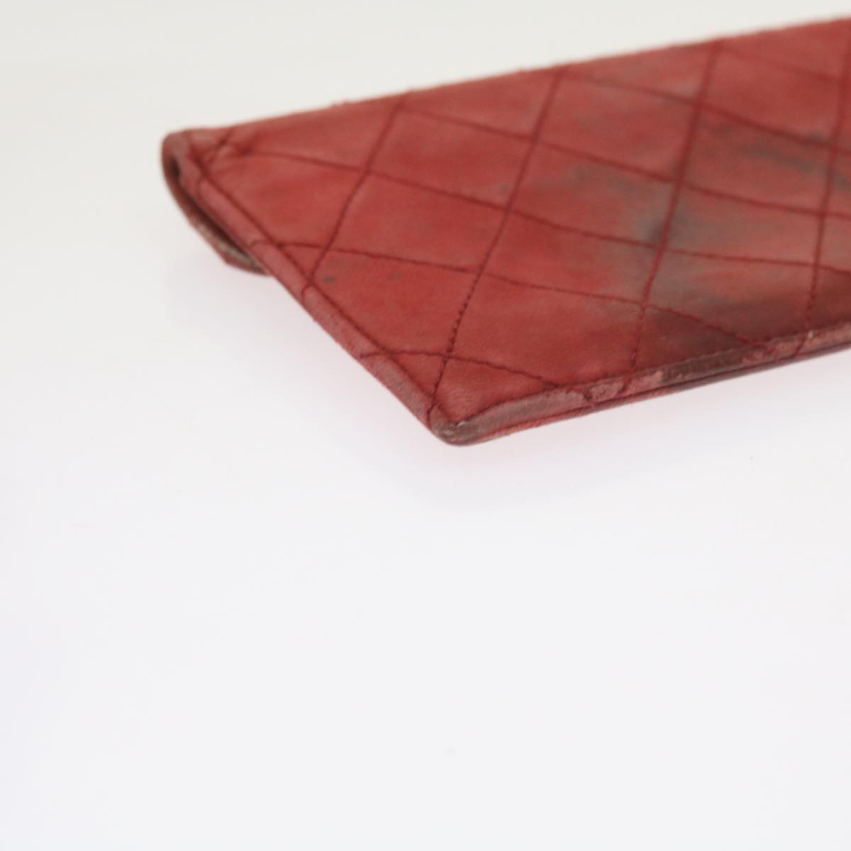 CHANEL Matelasse Chain Shoulder Bag Canvas Red CC Auth 59869A