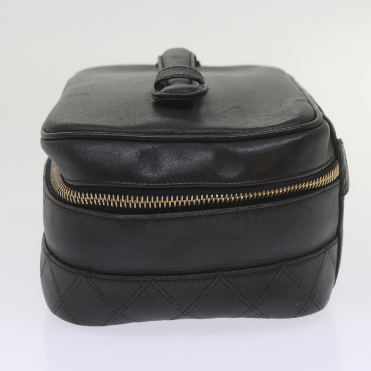 CHANEL Vanity Cosmetic Pouch Leather Black CC Auth 59984