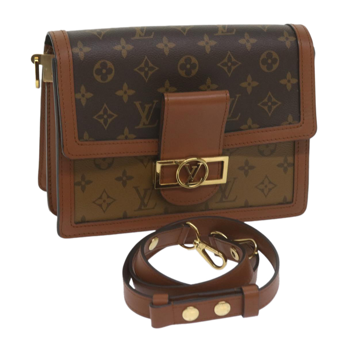 LOUIS VUITTON Monogram Reverse Dauphine MM Shoulder Bag M44391 LV Auth 60072M