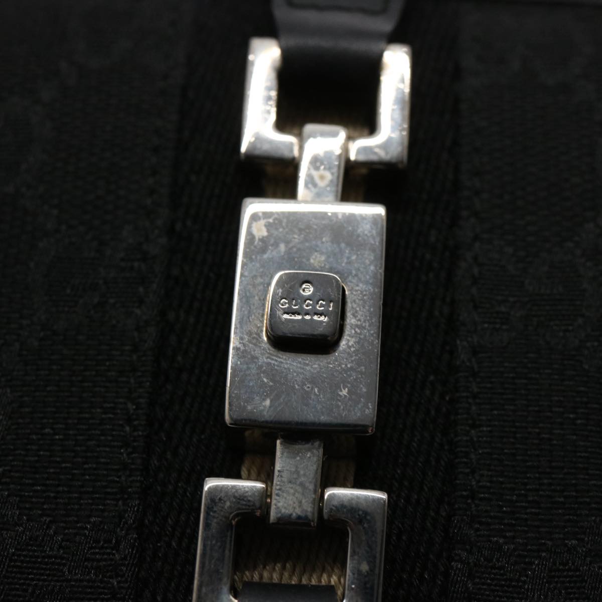 GUCCI GG Canvas Sherry Line Jackie Wallet Black White Auth 60081V