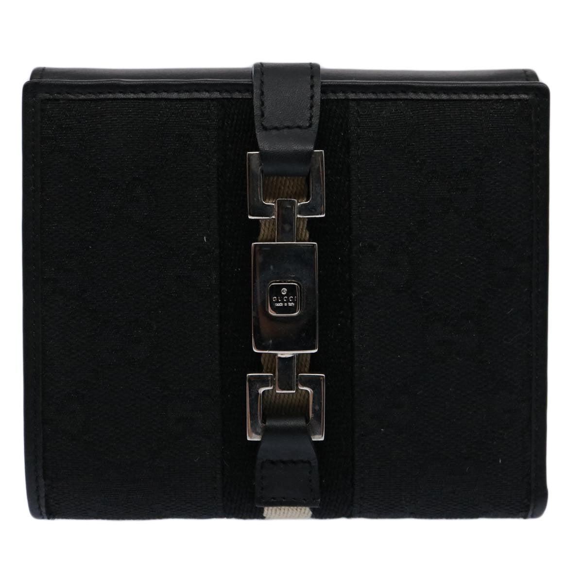 GUCCI GG Canvas Sherry Line Jackie Wallet Black White Auth 60081V