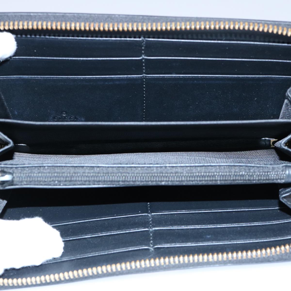 GUCCI Silvi Web Sherry Line Long Wallet Leather Black Red 476083 Auth 60085AV