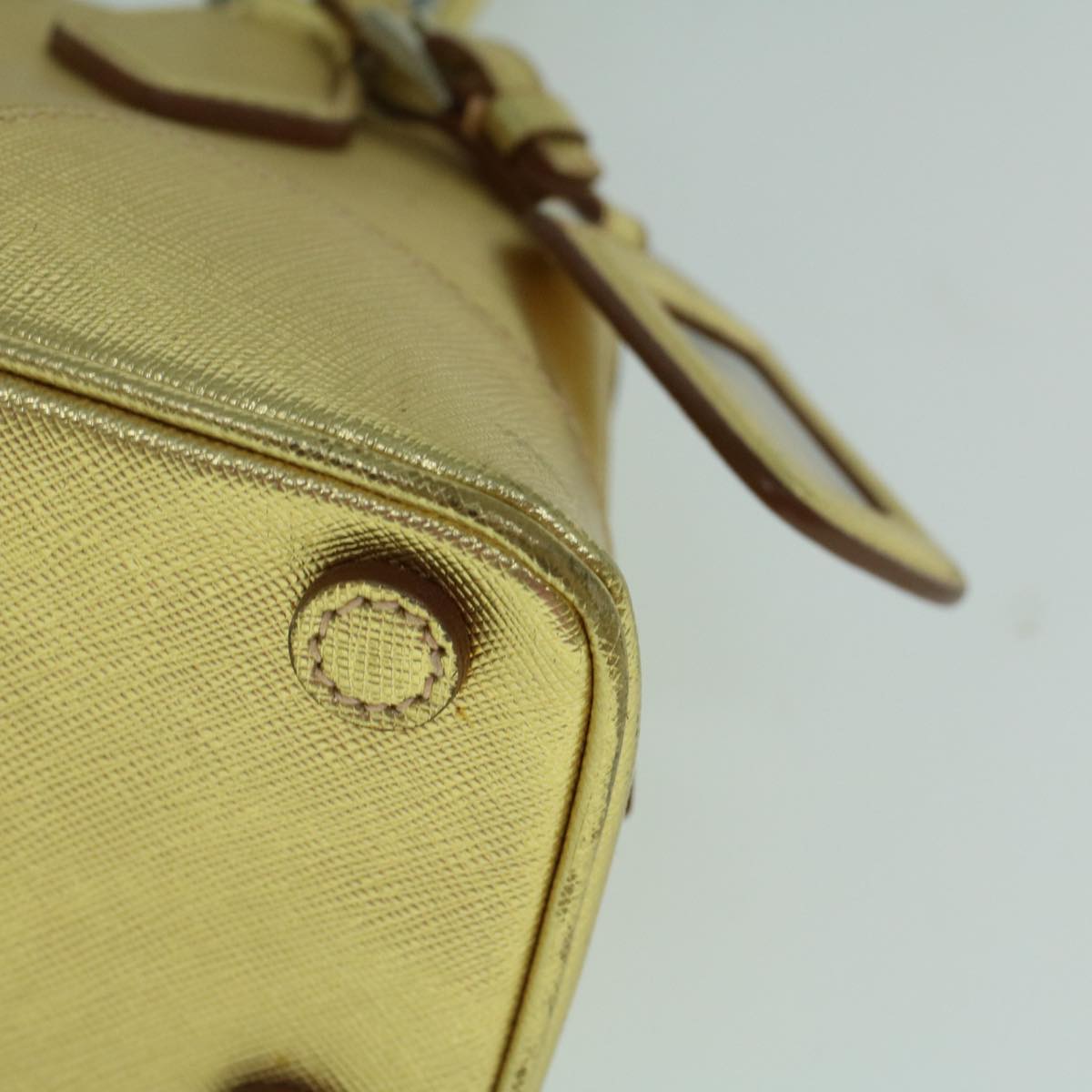 PRADA Hand Bag Safiano leather Gold Auth 60231V