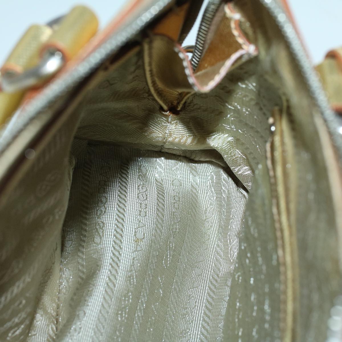 PRADA Hand Bag Safiano leather Gold Auth 60231V