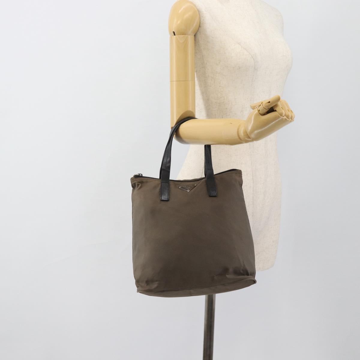 PRADA Hand Bag Nylon Brown Auth 60251