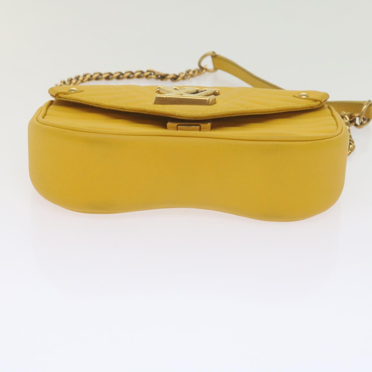 LOUIS VUITTON New Wave Chain Bag PM Shoulder Bag Leather Yellow LV Auth 60852SAV
