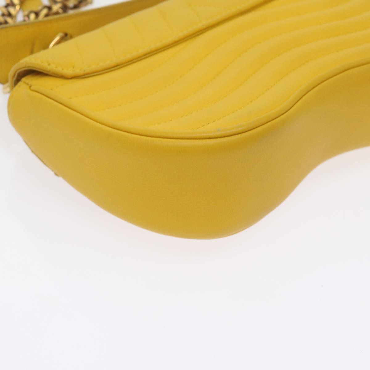 LOUIS VUITTON New Wave Chain Bag PM Shoulder Bag Leather Yellow LV Auth 60852SAV