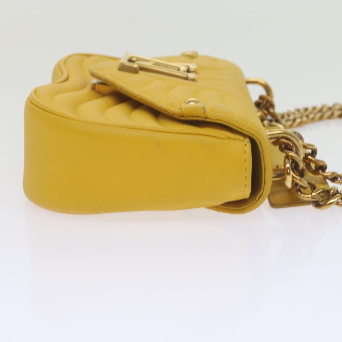 LOUIS VUITTON New Wave Chain Bag PM Shoulder Bag Leather Yellow LV Auth 60852SAV