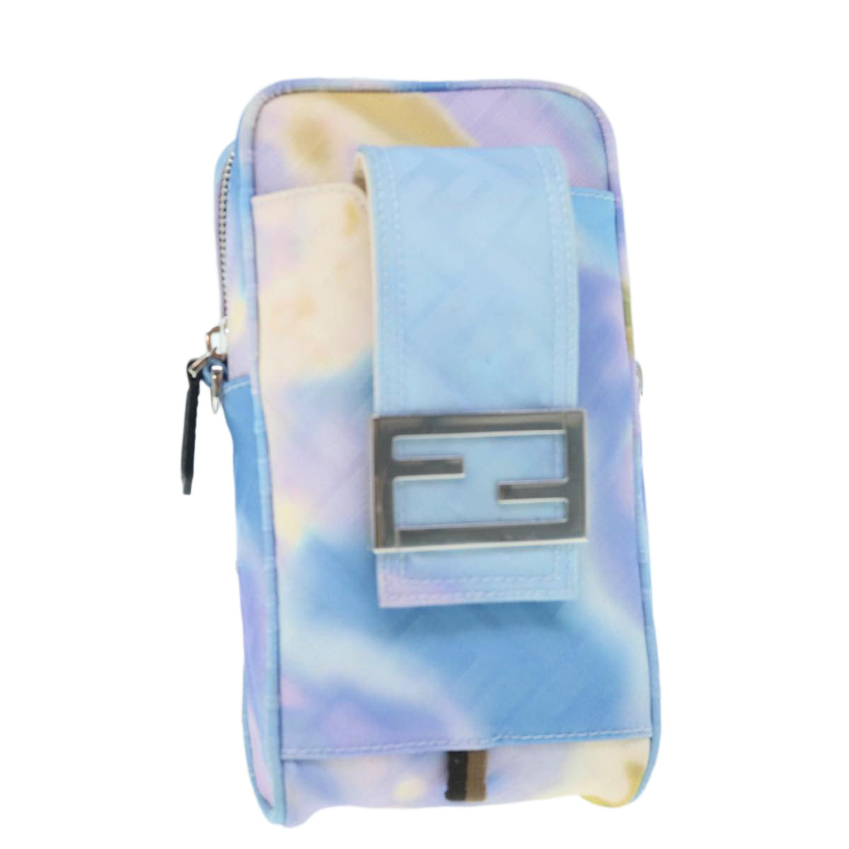 FENDI Zucca Canvas Shoulder Bag Light Blue Auth 62025SAV