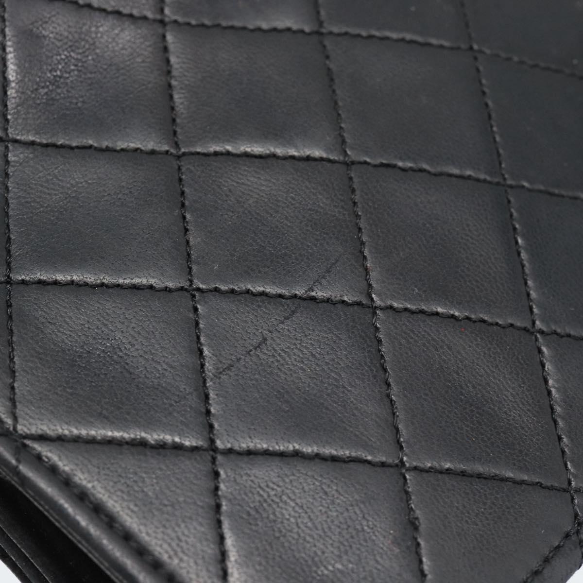 CHANEL Matelasse Chain Shoulder Bag Lamb Skin Black CC Auth 62395