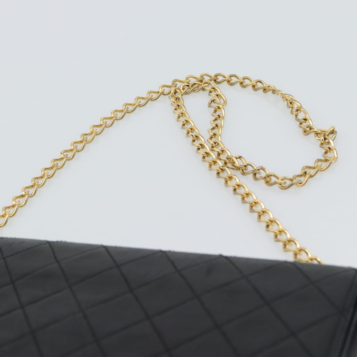 CHANEL Matelasse Chain Shoulder Bag Lamb Skin Black CC Auth 62395