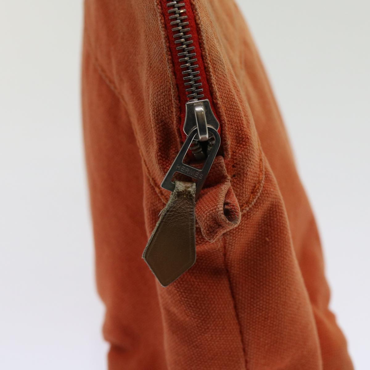 HERMES Bolide Pouch Canvas Orange Auth 62680