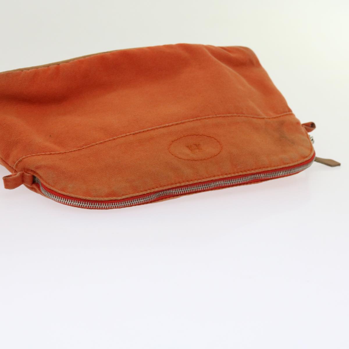 HERMES Bolide Pouch Canvas Orange Auth 62680