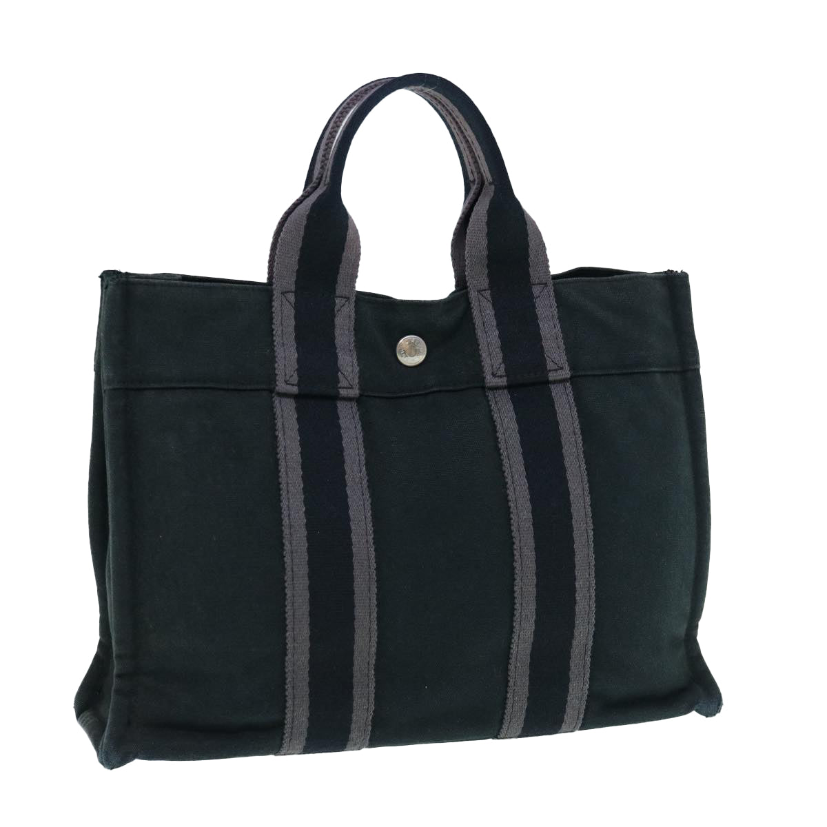 HERMES Fourre Tout PM Hand Bag Canvas Black Auth 63408