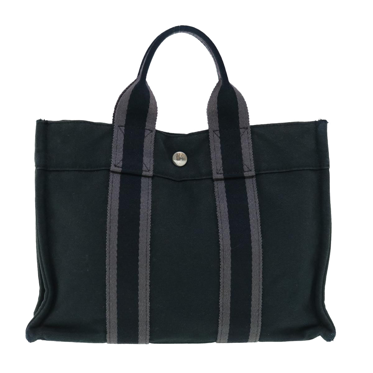 HERMES Fourre Tout PM Hand Bag Canvas Black Auth 63408