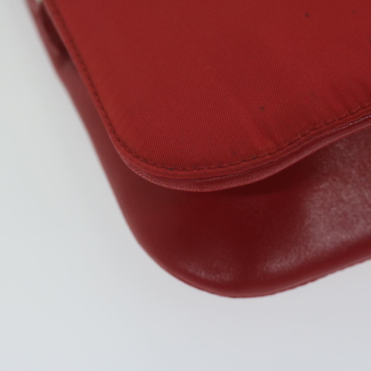 PRADA Chain Shoulder Bag Nylon Red Auth 63571