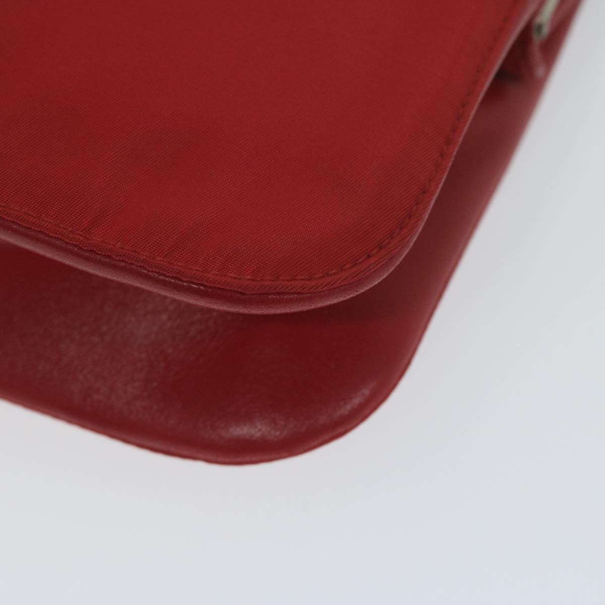 PRADA Chain Shoulder Bag Nylon Red Auth 63571