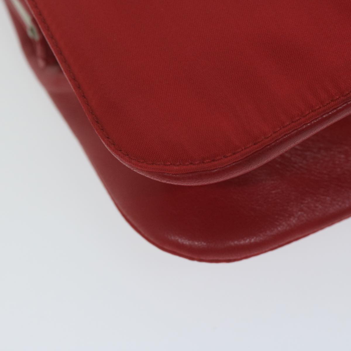PRADA Chain Shoulder Bag Nylon Red Auth 63571
