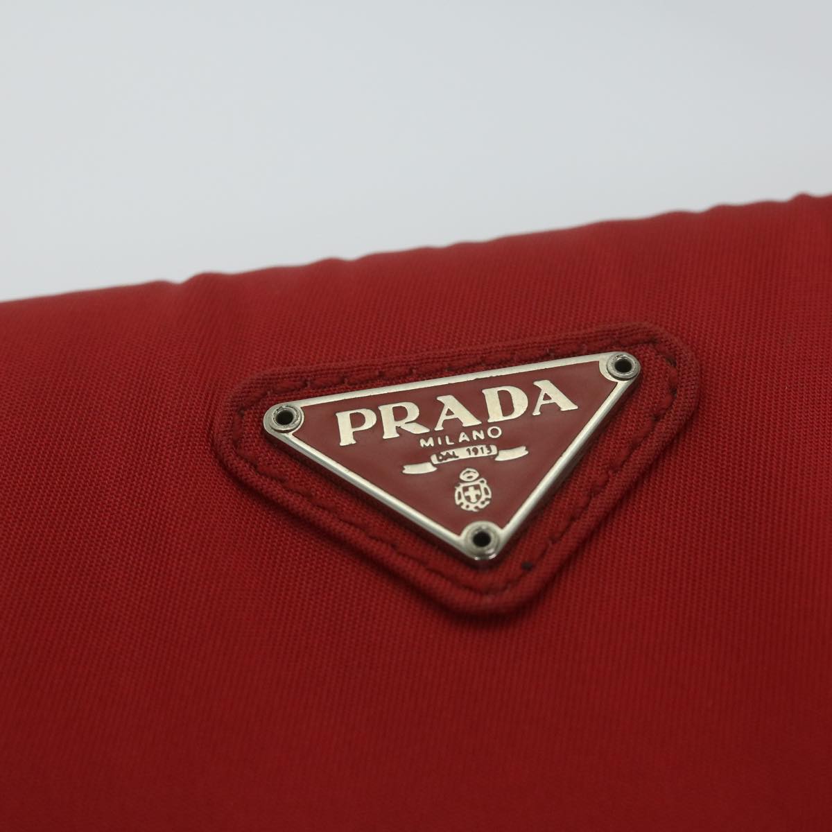 PRADA Chain Shoulder Bag Nylon Red Auth 63571
