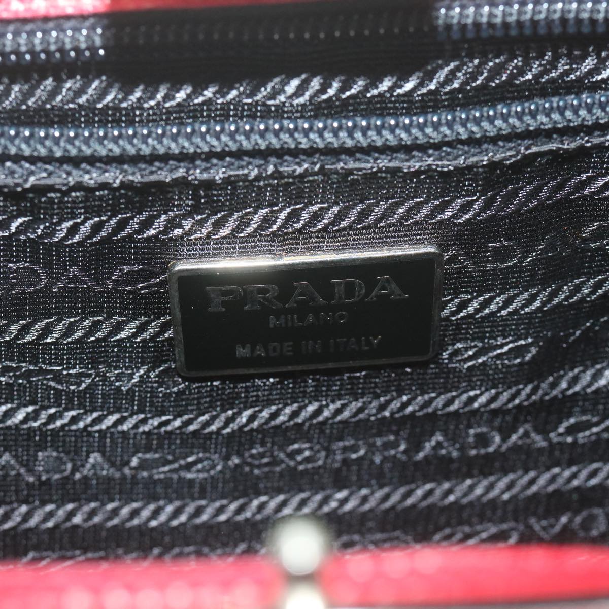 PRADA Chain Shoulder Bag Nylon Red Auth 63571