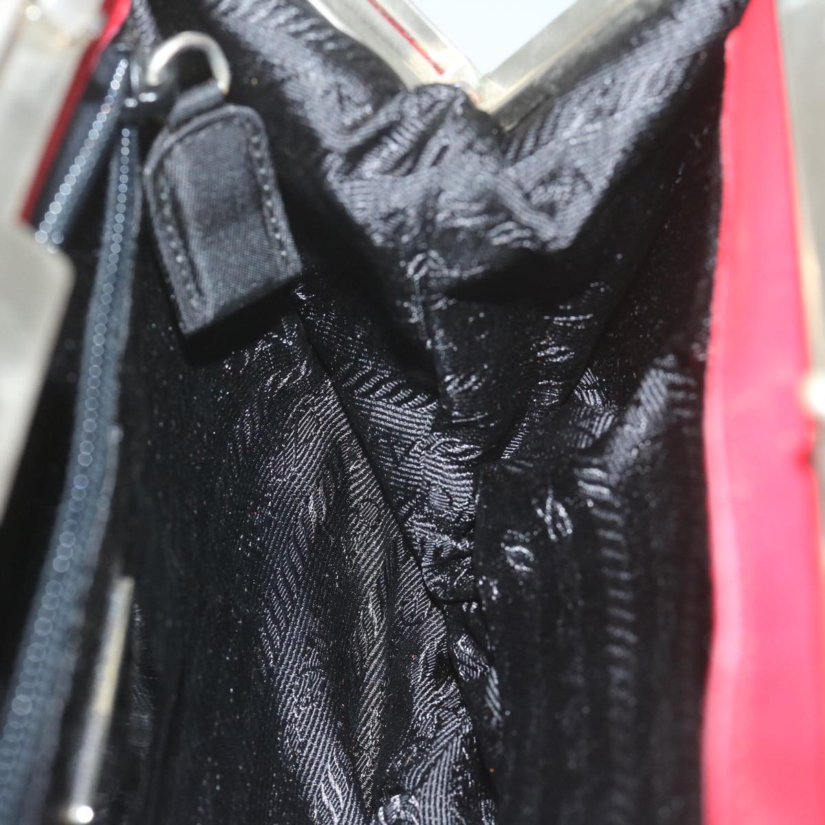 PRADA Chain Shoulder Bag Nylon Red Auth 63571