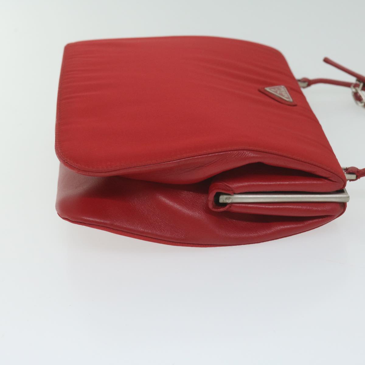 PRADA Chain Shoulder Bag Nylon Red Auth 63571