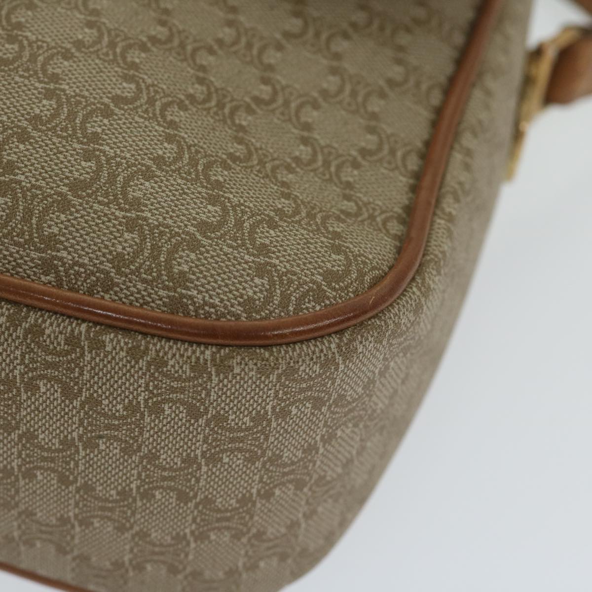 CELINE Macadam Canvas Shoulder Bag Beige Auth 63574