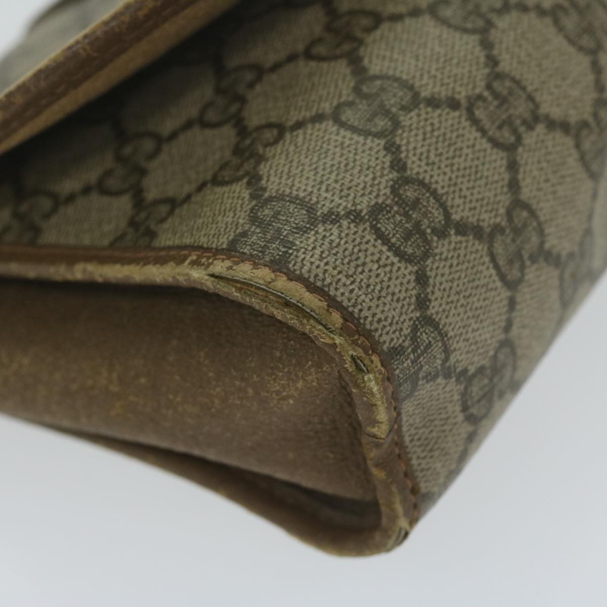 GUCCI GG Canvas Web Sherry Line Clutch Bag PVC Beige Green Red Auth 64005