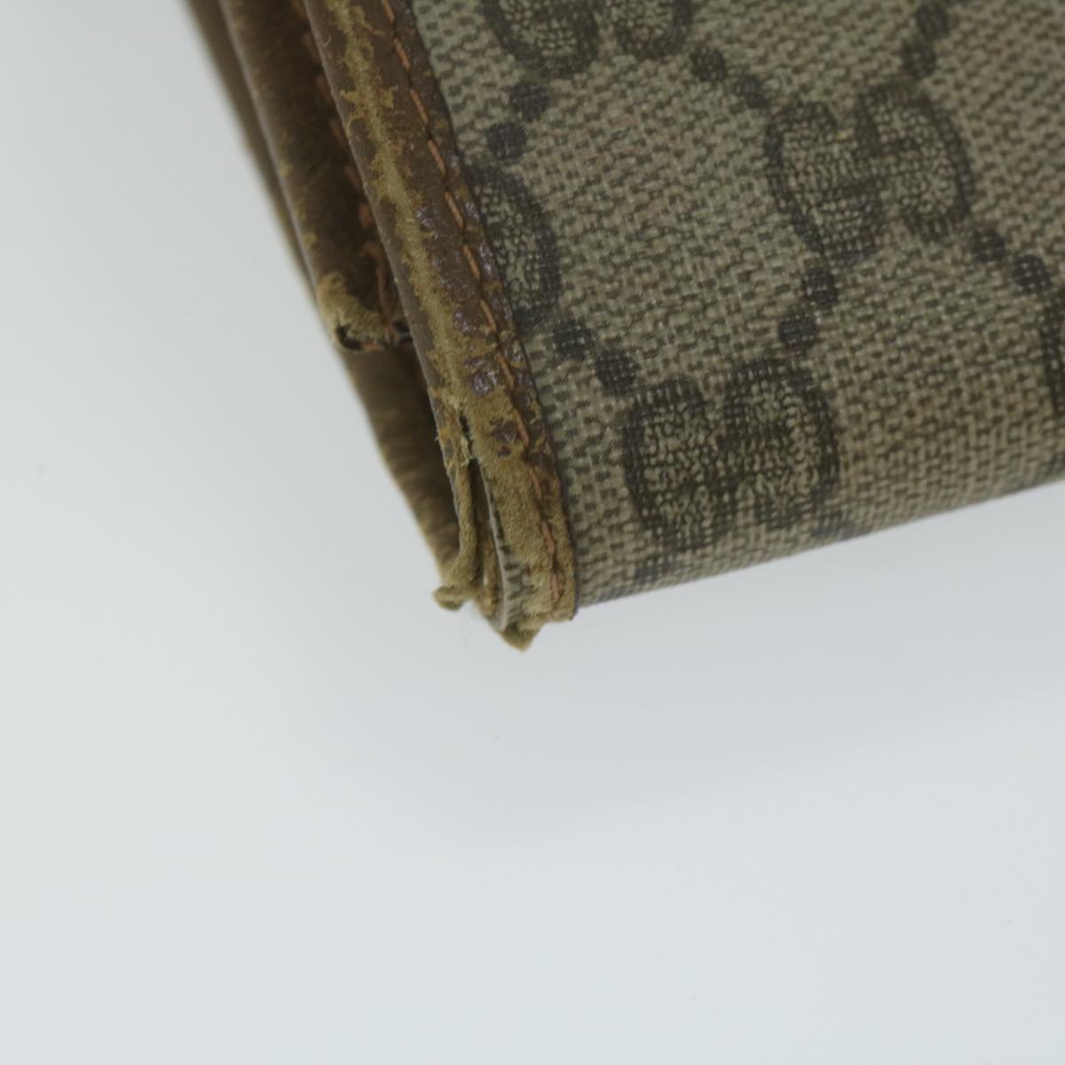 GUCCI GG Canvas Web Sherry Line Clutch Bag PVC Beige Green Red Auth 64005