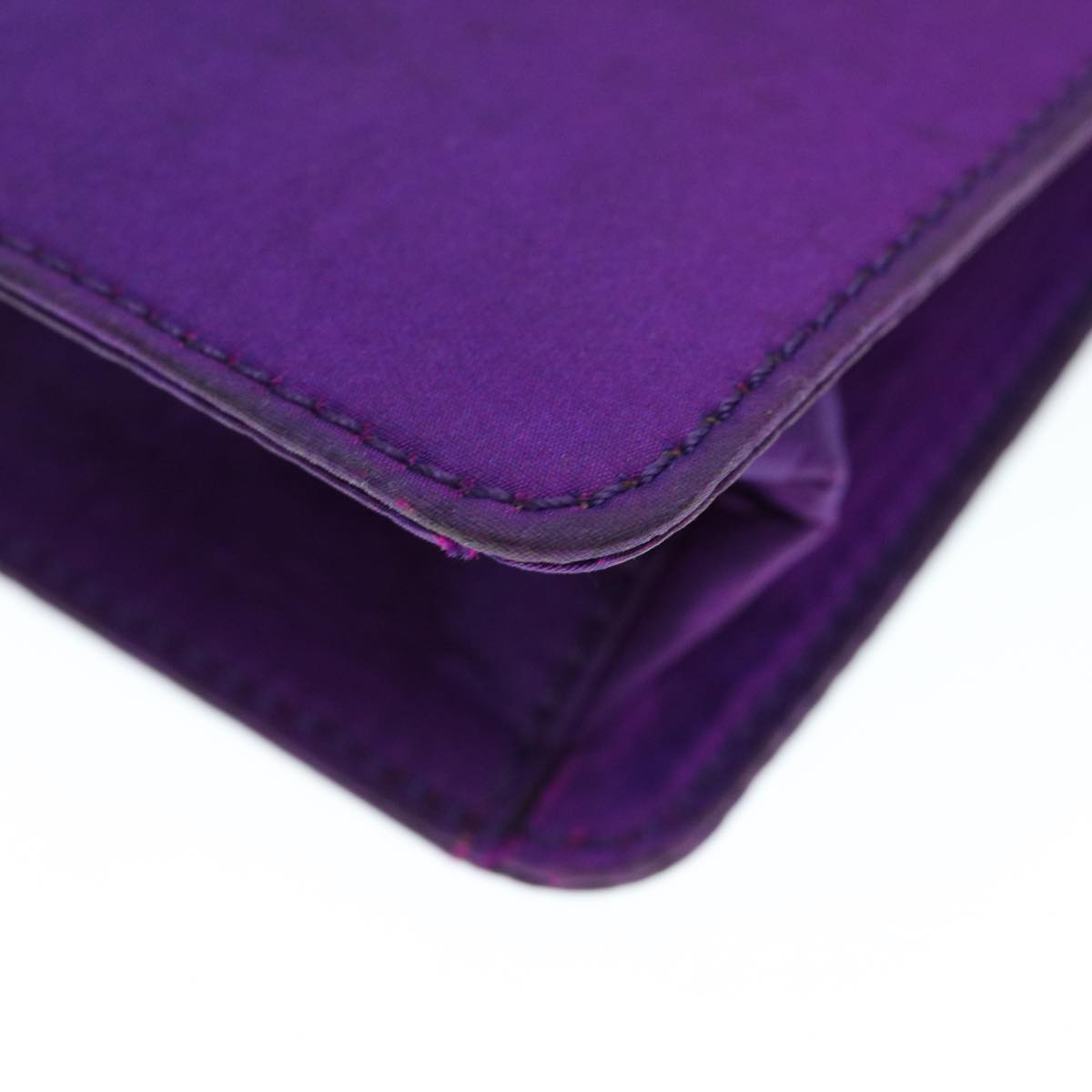 CELINE Chain Pouch Satin Purple Auth 64134