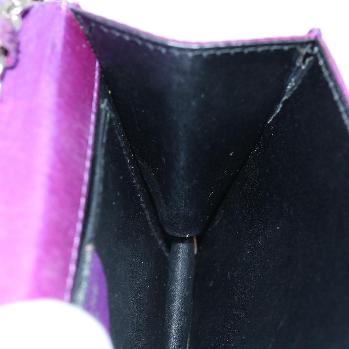 CELINE Chain Pouch Satin Purple Auth 64134
