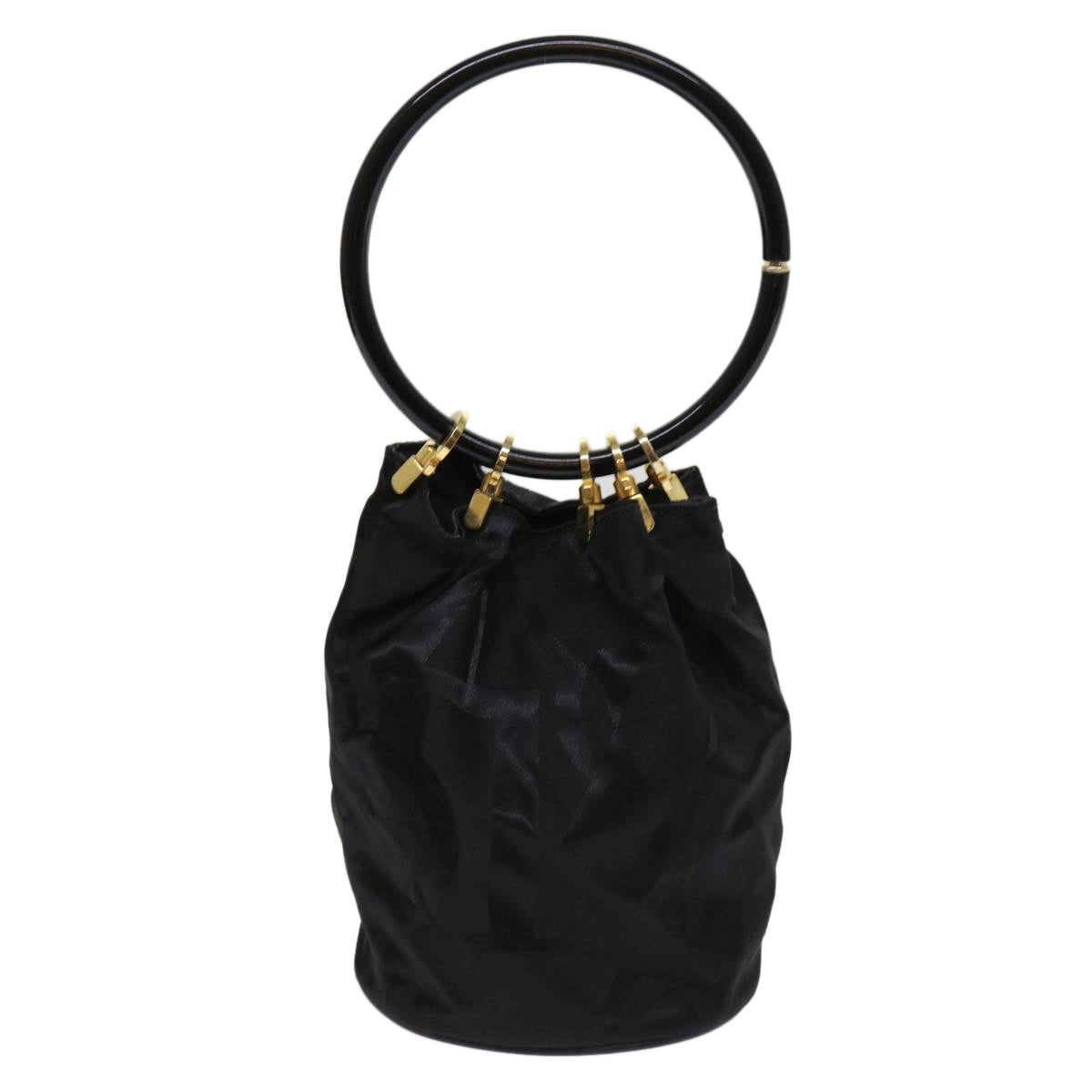 Salvatore Ferragamo Hand Bag Nylon Black Auth 64218