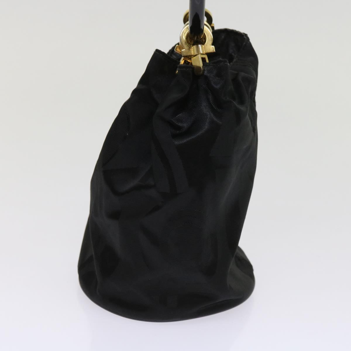 Salvatore Ferragamo Hand Bag Nylon Black Auth 64218