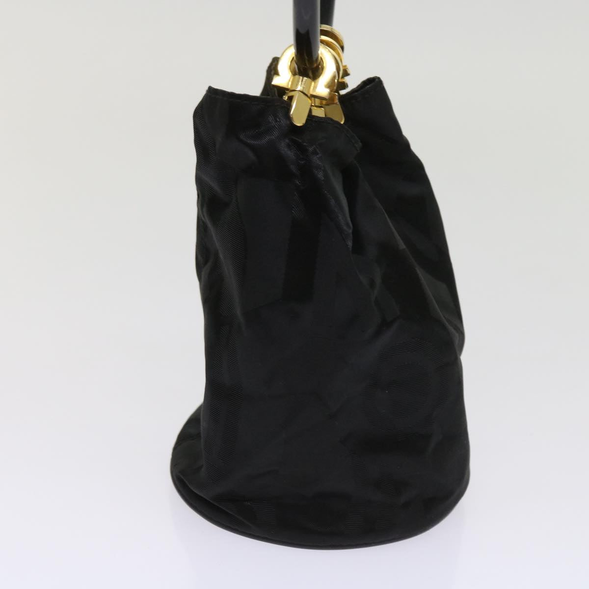 Salvatore Ferragamo Hand Bag Nylon Black Auth 64218