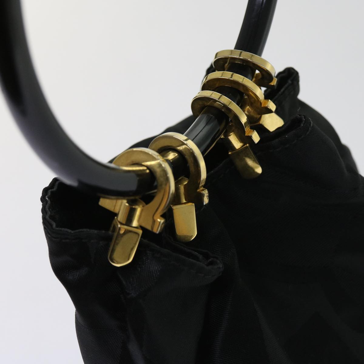 Salvatore Ferragamo Hand Bag Nylon Black Auth 64218