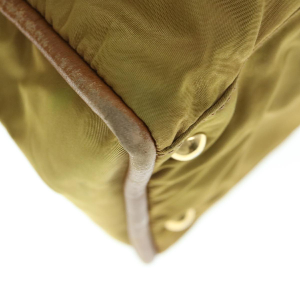 CELINE Hand Bag Nylon Khaki Auth 64274