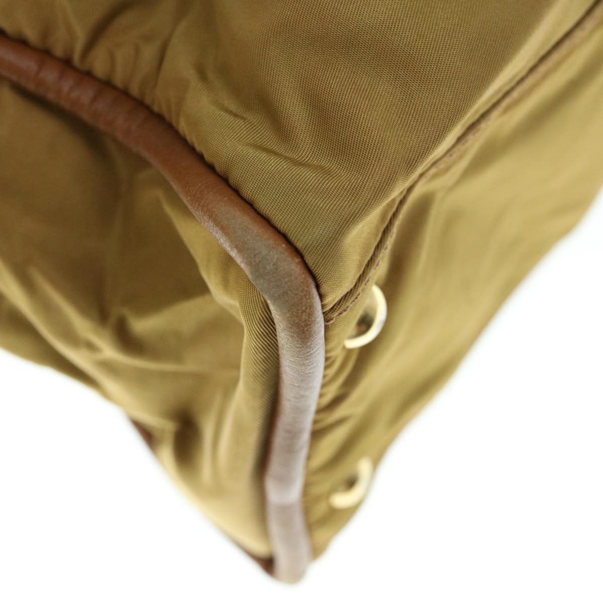 CELINE Hand Bag Nylon Khaki Auth 64274
