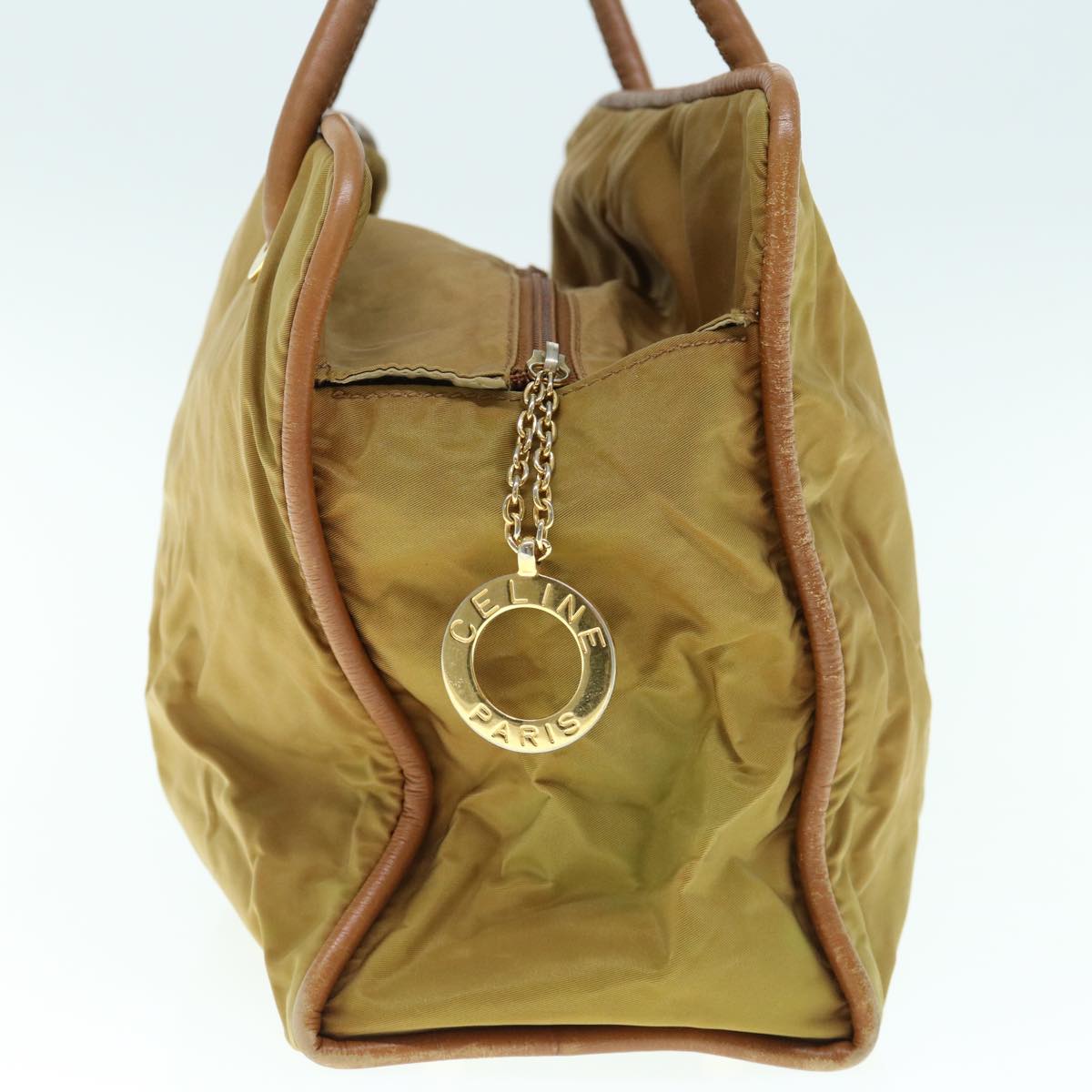 CELINE Hand Bag Nylon Khaki Auth 64274
