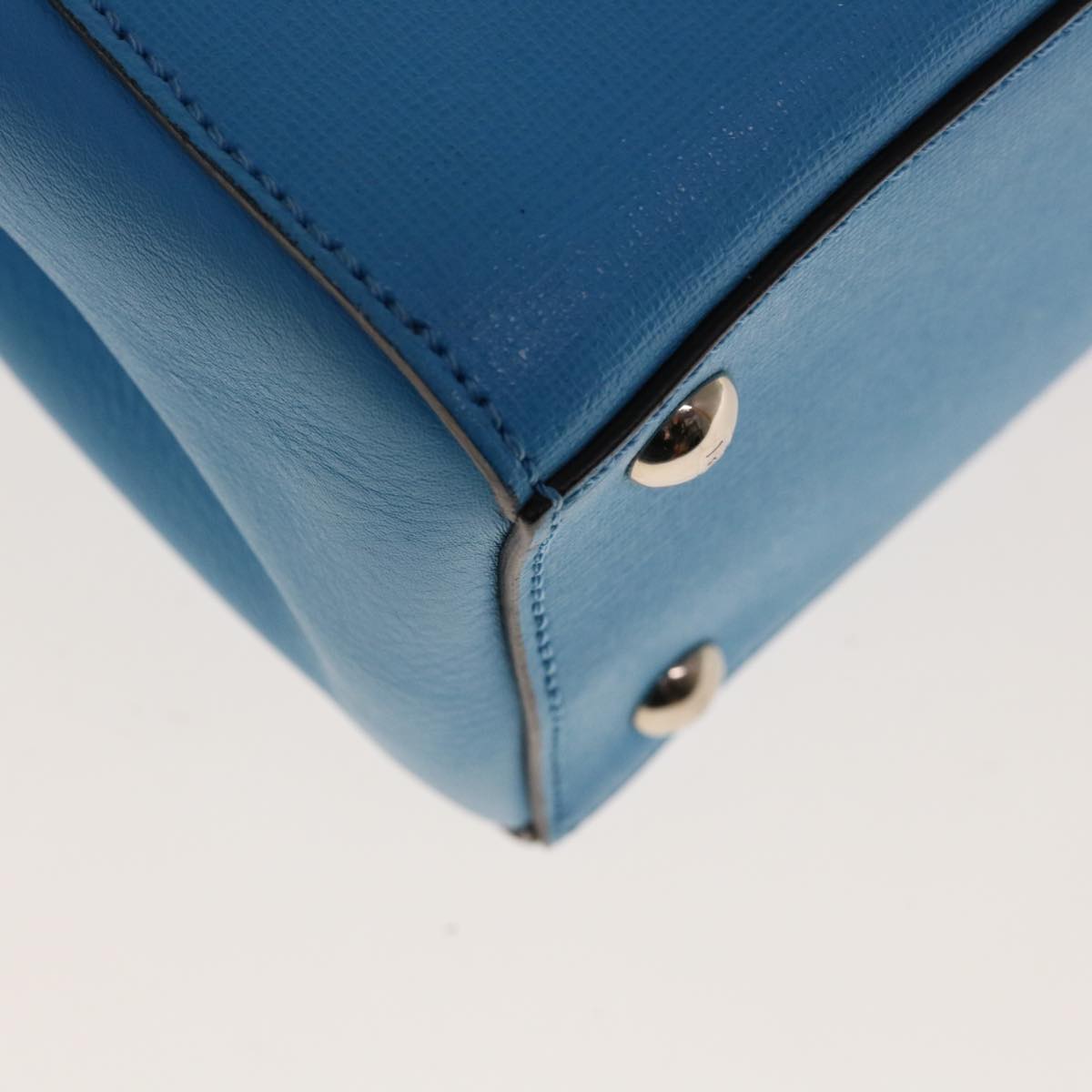 FENDI Petite To Jules Hand Bag Leather 2way Light Blue Auth 64810
