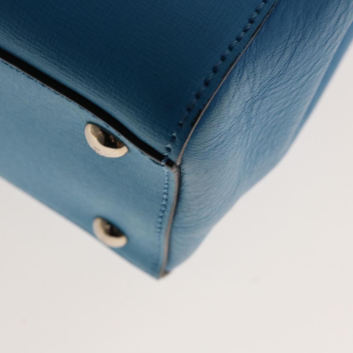 FENDI Petite To Jules Hand Bag Leather 2way Light Blue Auth 64810