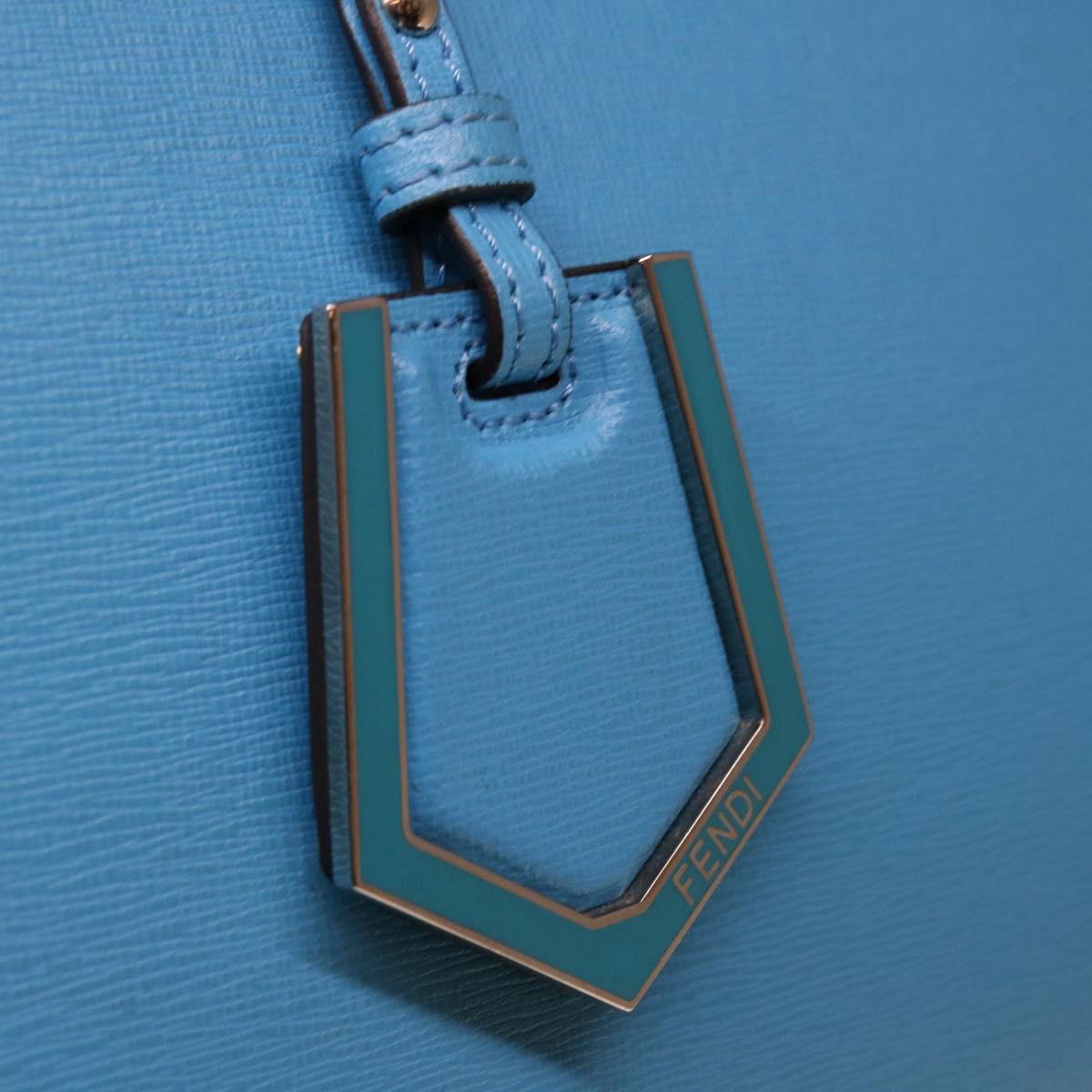 FENDI Petite To Jules Hand Bag Leather 2way Light Blue Auth 64810