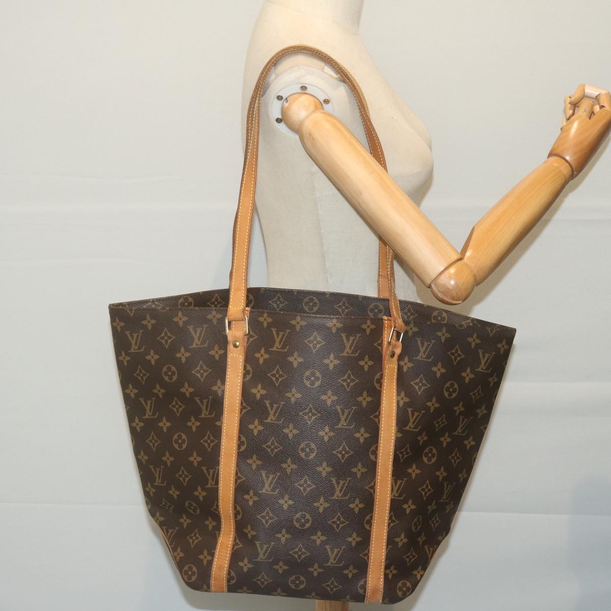 LOUIS VUITTON Monogram Sac Shopping Tote Bag M51108 LV Auth 65004