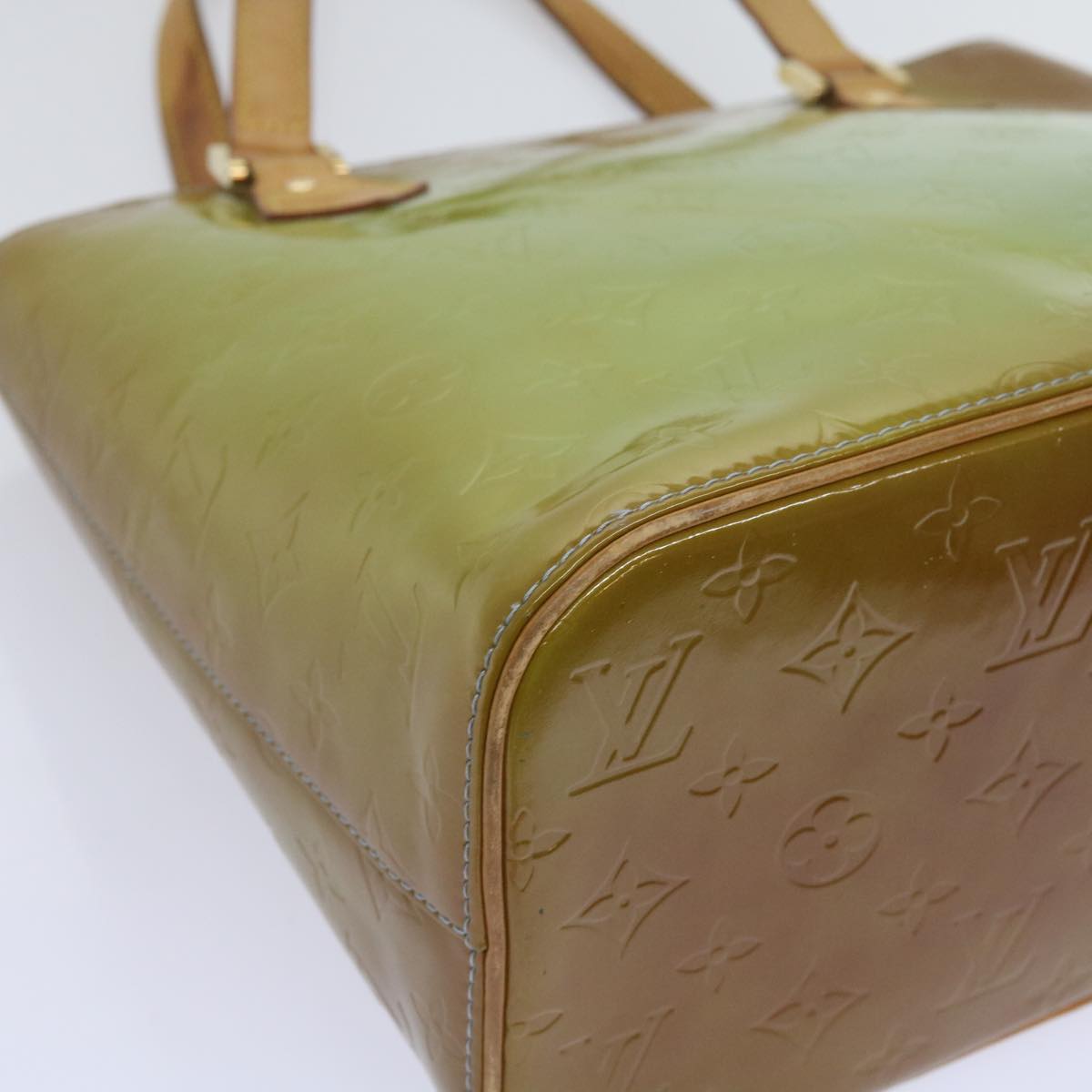 LOUIS VUITTON Monogram Vernis Houston Hand Bag Baby Blue M91005 LV Auth 65064