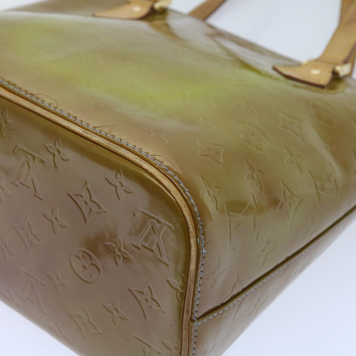 LOUIS VUITTON Monogram Vernis Houston Hand Bag Baby Blue M91005 LV Auth 65064