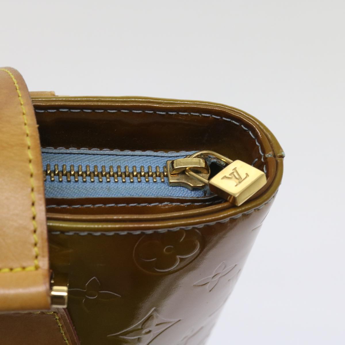 LOUIS VUITTON Monogram Vernis Houston Hand Bag Baby Blue M91005 LV Auth 65064