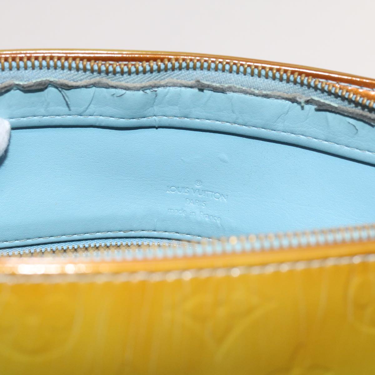 LOUIS VUITTON Monogram Vernis Houston Hand Bag Baby Blue M91005 LV Auth 65064