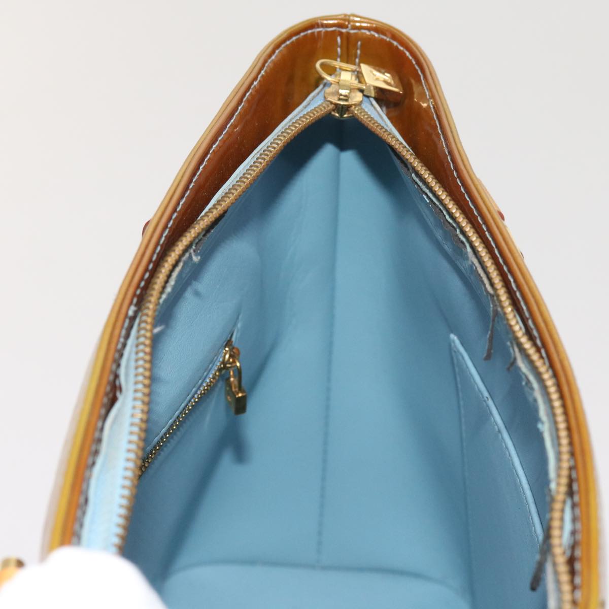 LOUIS VUITTON Monogram Vernis Houston Hand Bag Baby Blue M91005 LV Auth 65064