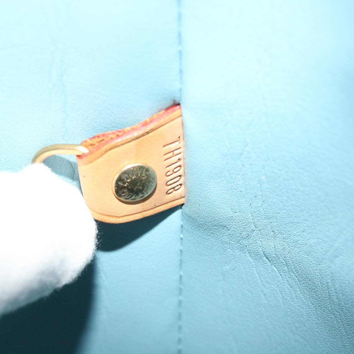 LOUIS VUITTON Monogram Vernis Houston Hand Bag Baby Blue M91005 LV Auth 65064