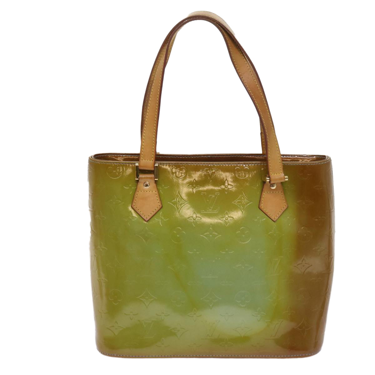 LOUIS VUITTON Monogram Vernis Houston Hand Bag Baby Blue M91005 LV Auth 65064